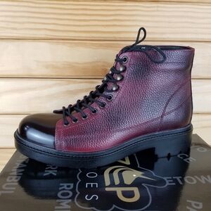 Men's 100% Genuine Leather Ankle Boots 8M Burgundy by Paul Branco Side Zip
